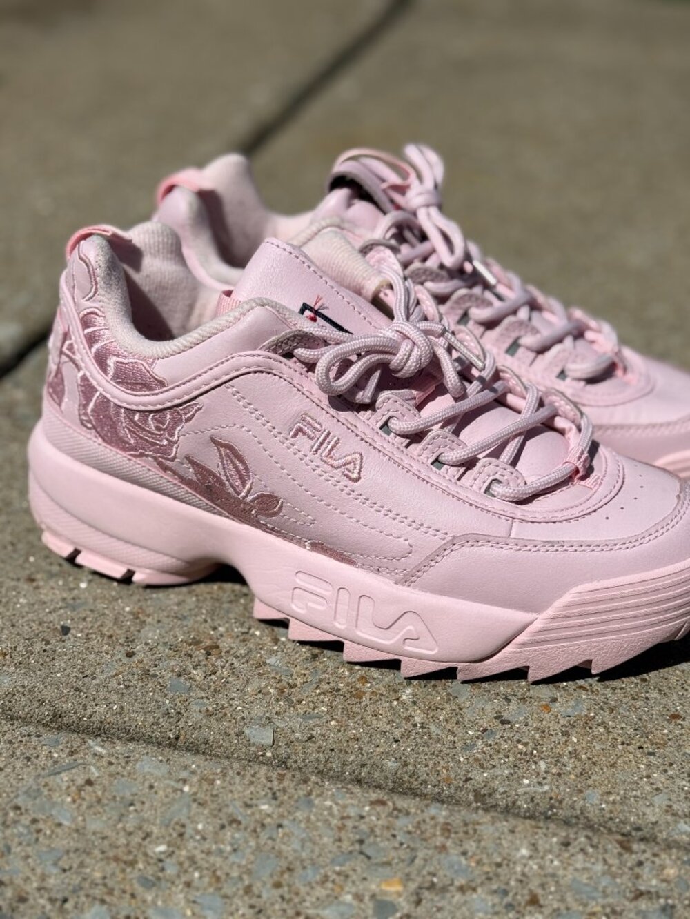 FILA Disruptor II Womens 9 Pink Rose Sneakers Coquette Y2K Chunky Platforms 4129
